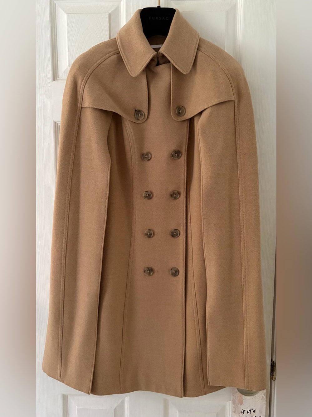 White House Black Market Camel Double-Breasted Cape